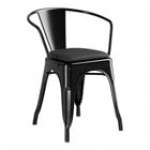 Lancaster Table & Seating Alloy Onyx Black Indoor Arm Chair with White Vinyl Cushion