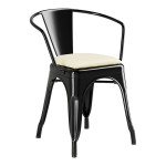 Lancaster Table & Seating Alloy Onyx Black Indoor Arm Chair with White Vinyl Cushion