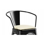 Lancaster Table & Seating Alloy Onyx Black Indoor Arm Chair with White Vinyl Cushion