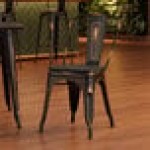 Lancaster Table & Seating Alloy Distressed Copper Indoor Cafe Chair with Black Wood Seat