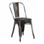 Lancaster Table & Seating Alloy Distressed Copper Indoor Cafe Chair with Black Wood Seat