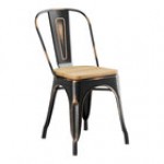 Lancaster Table & Seating Alloy Distressed Copper Indoor Cafe Chair with Black Wood Seat