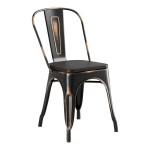 Lancaster Table & Seating Alloy Distressed Copper Indoor Cafe Chair with Black Wood Seat