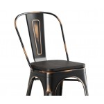 Lancaster Table & Seating Alloy Distressed Copper Indoor Cafe Chair with Black Wood Seat