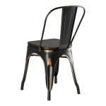 Lancaster Table & Seating Alloy Distressed Copper Indoor Cafe Chair with Black Wood Seat