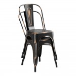 Lancaster Table & Seating Alloy Distressed Copper Indoor Cafe Chair with Black Wood Seat