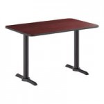 Lancaster Table & Seating Spartan Metal Ladder Back Chair with Dark Walnut Wood Grain Finish and Black Vinyl Seat - Assembled