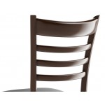 Lancaster Table & Seating Spartan Metal Ladder Back Chair with Dark Walnut Wood Grain Finish and Black Vinyl Seat - Assembled