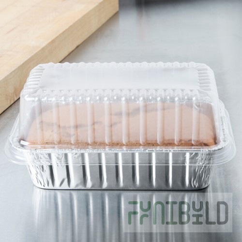 Durable Packaging 2 lb. Foil Bread Loaf Pan with Clear Dome Lid - 25/Case