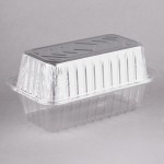 Durable Packaging 2 lb. Foil Bread Loaf Pan with Clear Dome Lid - 25/Case Durable Packaging 2 lb. Foil Bread Loaf Pan with Clear Dome Lid - 25/Case