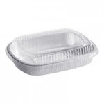 Durable Packaging 944-PT-50 Smoothwall Black and Gold Black Diamond Medium Foil Entree / Take-Out Pan with Dome Lid 47.4 oz. - 50/Case