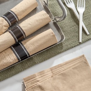 EcoChoice WrapNap 2-Ply Natural Kraft 1/4 Fold Dinner Napkin 16
