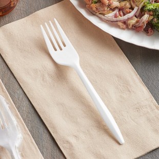 Choice Individually Wrapped Medium Weight White Polypropylene Plastic Fork - 1,000/Case