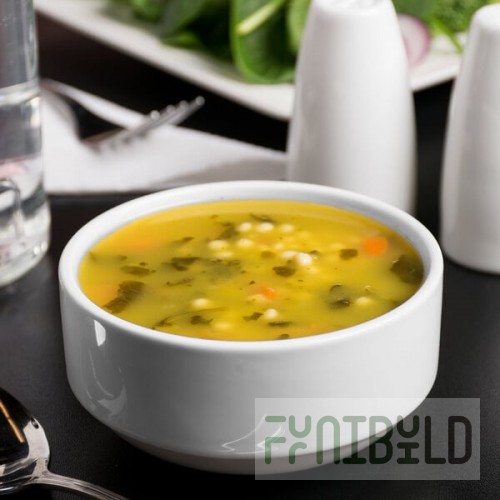 Libbey Slenda 10 oz. Royal Rideau White Stacking Porcelain Bouillon - Sample