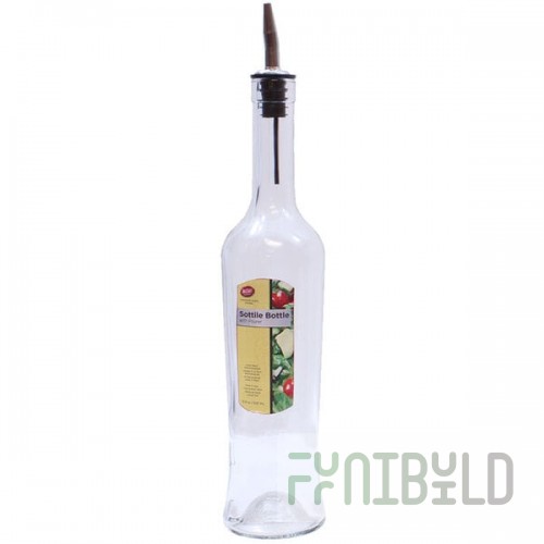 TableCraft H933 Sottile 17 oz. Clear Glass Bottle with Stainless Steel Pourer