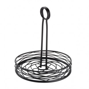 American Metalcraft RBNB17 Black Round Birdnest Condiment Caddy with Card Holder - 7 3/4 American Metalcraft RBNB17 Black Round Birdnest Condiment Caddy with Card Holder - 7 3/4