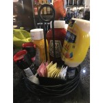 American Metalcraft RBNB17 Black Round Birdnest Condiment Caddy with Card Holder - 7 3/4 American Metalcraft RBNB17 Black Round Birdnest Condiment Caddy with Card Holder - 7 3/4