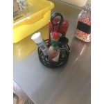 American Metalcraft RBNB17 Black Round Birdnest Condiment Caddy with Card Holder - 7 3/4 American Metalcraft RBNB17 Black Round Birdnest Condiment Caddy with Card Holder - 7 3/4