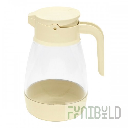 Service Ideas Classic 16 oz. Clear Plastic Syrup Dispenser with Almond Top - 6/Case