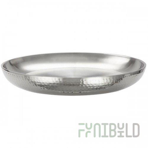 American Metalcraft DWHSEA14 98 oz. Stainless Steel Double Wall Seafood Tray with Hammered Finish - 13 3/4