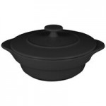 RAK Porcelain Chef's Fusion 1 oz. Volcano Black Porcelain Double Ramekin - 12/Case