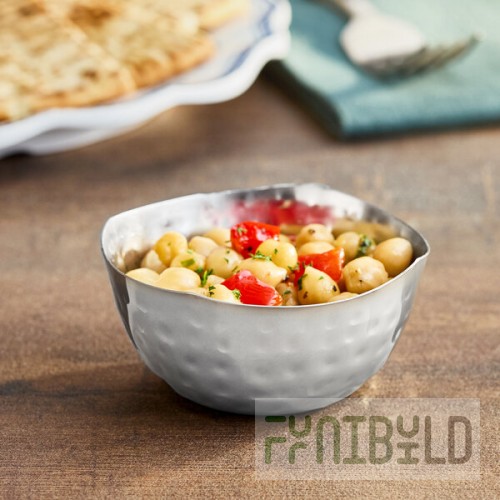 American Metalcraft SBH325 3 oz. Round Hammered Stainless Steel Snack Bowl / Sauce Cup