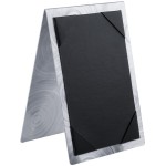 Menu Solutions MTDBL-411 Alumitique Two View Swirl Aluminum Menu Tent with Picture Corners - 4 1/4