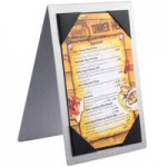 Menu Solutions MTDBL-411 Alumitique Two View Swirl Aluminum Menu Tent with Picture Corners - 4 1/4