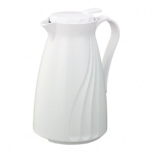 Service Ideas Twist 'N' Serv 40.5 oz. White Plastic Insulated Coffee Carafe / Server with Push-Button Lid TNSPB12WH