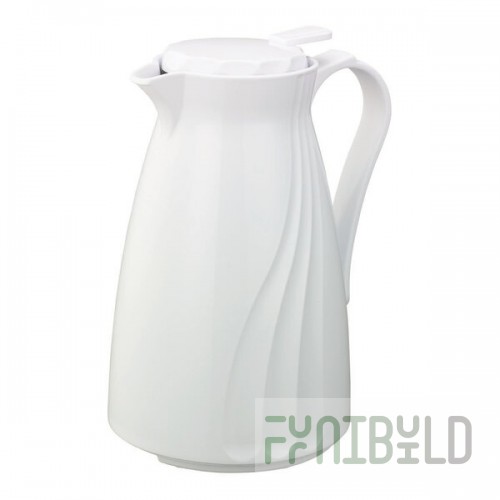 Service Ideas Twist 'N' Serv 40.5 oz. White Plastic Insulated Coffee Carafe / Server with Push-Button Lid TNSPB12WH