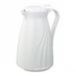 Service Ideas Twist 'N' Serv 40.5 oz. White Plastic Insulated Coffee Carafe / Server with Push-Button Lid TNSPB12WH