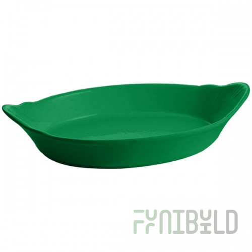 TableCraft CW1720GN 1.3 Qt. Green Oval Au Gratin Dish