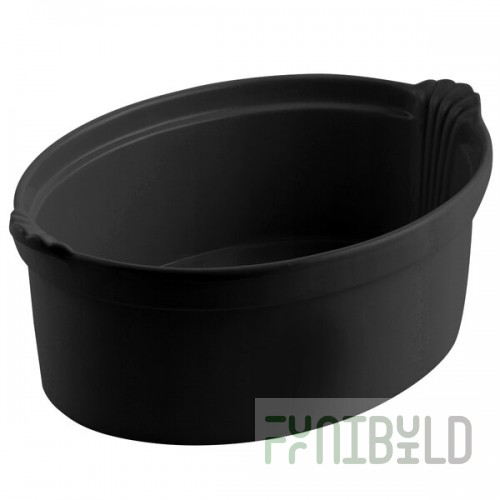 Bon Chef 2084BLK 8 Qt. Black Sandstone Finish Cast Aluminum Oval Casserole Dish with Shell Handles