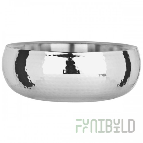 Libbey 6707 Sonoran 52 oz. Hammered Stainless Steel Double Wall Bowl