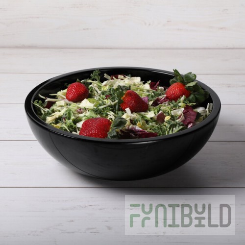 Elite Global Solutions M115R4 Belize Black 4.75 Qt. Round Melamine Bowl