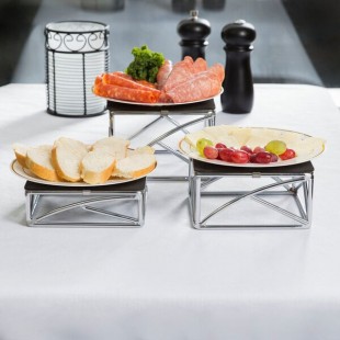 TableCraft CR3 Set of Three Chrome Plated Square Metal Riser Set - 2 TableCraft CR3 Set of Three Chrome Plated Square Metal Riser Set - 2