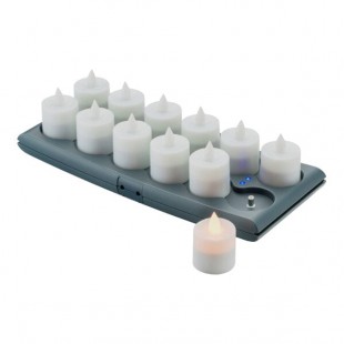Hollowick V12 12-Piece Amber Rechargeable Flameless Candle Set with Charging Tray and USB Power Cord Hollowick V12 12-Piece Amber Rechargeable Flameless Candle Set with Charging Tray and USB Power Cord