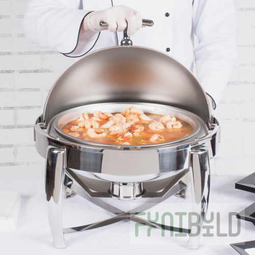 Vollrath T3605 D-Lux 7 Qt. Round Stainless Steel Dripless Roll Top Chafer