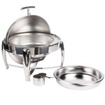 Vollrath T3605 D-Lux 7 Qt. Round Stainless Steel Dripless Roll Top Chafer Vollrath T3605 D-Lux 7 Qt. Round Stainless Steel Dripless Roll Top Chafer