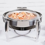 Vollrath T3605 D-Lux 7 Qt. Round Stainless Steel Dripless Roll Top Chafer Vollrath T3605 D-Lux 7 Qt. Round Stainless Steel Dripless Roll Top Chafer