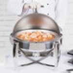 Vollrath T3605 D-Lux 7 Qt. Round Stainless Steel Dripless Roll Top Chafer Vollrath T3605 D-Lux 7 Qt. Round Stainless Steel Dripless Roll Top Chafer