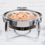 Vollrath T3605 D-Lux 7 Qt. Round Stainless Steel Dripless Roll Top Chafer Vollrath T3605 D-Lux 7 Qt. Round Stainless Steel Dripless Roll Top Chafer