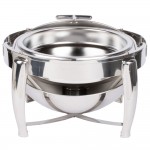 Vollrath T3605 D-Lux 7 Qt. Round Stainless Steel Dripless Roll Top Chafer Vollrath T3605 D-Lux 7 Qt. Round Stainless Steel Dripless Roll Top Chafer
