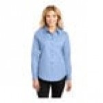 Port Authority L608 Women's Customizable Light Blue / Light Stone Long Sleeve Wrinkle-Resistant Easy-Care Dress Shirt - 2X