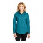 Port Authority L608 Women's Customizable Light Blue / Light Stone Long Sleeve Wrinkle-Resistant Easy-Care Dress Shirt - 2X