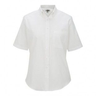 Edwards 5027 Women's Customizable White Short Sleeve Wrinkle-Resistant Easy-Care Oxford Dress Shirt with Soil Release - 2X