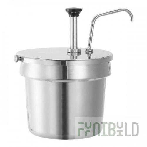 Server Stainless Steel 1 oz. Lockable Inset Pump with Lid for 7 Qt. Vegetable Inset