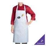 Chef Revival Delux White Poly-Cotton Customizable Bib Apron with 1 Pocket - 34 Chef Revival Delux White Poly-Cotton Customizable Bib Apron with 1 Pocket - 34