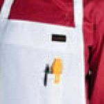 Chef Revival Delux White Poly-Cotton Customizable Bib Apron with 1 Pocket - 34 Chef Revival Delux White Poly-Cotton Customizable Bib Apron with 1 Pocket - 34