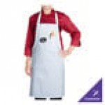 Chef Revival Delux White Poly-Cotton Customizable Bib Apron with 1 Pocket - 34 Chef Revival Delux White Poly-Cotton Customizable Bib Apron with 1 Pocket - 34
